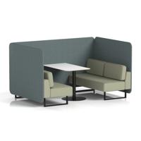 Brixworth 4 Seater Bench Booth With Black Legs And White Table With Black Leg In Main Line Flax Fabric - Westminster Panels And Newbury Sofa