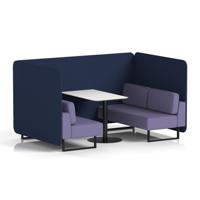 Brixworth 4 Seater Bench Booth With Black Legs And White Table With Black Leg In Synergy Fabric - Alike Panels And Order Sofa