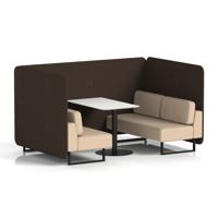 Brixworth 4 Seater Bench Booth With Black Legs And White Table With Black Leg In Synergy Fabric - Wed Panels And Affix Sofa