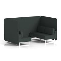 Brixworth 4 Seater Bench Booth With White Legs In Rivet Fabric - Charcoal Panels And Sofa