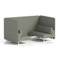 Brixworth 4 Seater Bench Booth With White Legs In Rivet Fabric - Vitreous Panels And Sofa
