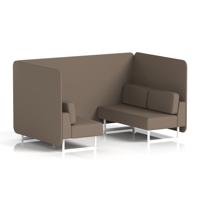 Brixworth 4 Seater Bench Booth With White Legs In X2 Fabric - Theory Panels And Sofa