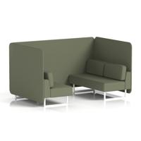 Brixworth 4 Seater Bench Booth With White Legs In Main Line Flax Fabric - Monument Panels And Sofa