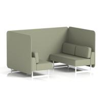 Brixworth 4 Seater Bench Booth With White Legs In Main Line Flax Fabric - Newbury Panels And Sofa