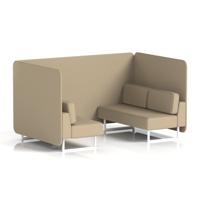 Brixworth 4 Seater Bench Booth With White Legs In Main Line Flax Fabric - Upminster Panels And Sofa