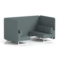 Brixworth 4 Seater Bench Booth With White Legs In Main Line Flax Fabric - Westminster Panels And Sofa