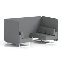 Brixworth 4 Seater Bench Booth With White Legs In Synergy Fabric - Partner Panels And Sofa