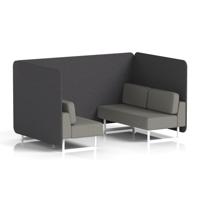 Brixworth 4 Seater Bench Booth With White Legs In X2 Fabric - Arithmetic Panels And Number Sofa