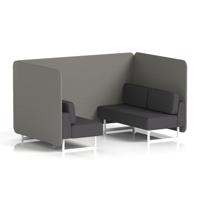 Brixworth 4 Seater Bench Booth With White Legs In X2 Fabric - Number Panels And Arithmetic Sofa
