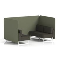 Brixworth 4 Seater Bench Booth With White Legs In Main Line Flax Fabric - Monument Panels And Temple Sofa