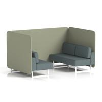 Brixworth 4 Seater Bench Booth With White Legs In Main Line Flax Fabric - Newbury Panels And Westminster Sofa