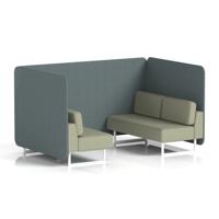 Brixworth 4 Seater Bench Booth With White Legs In Main Line Flax Fabric - Westminster Panels And Newbury Sofa