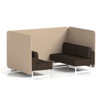 Brixworth 4 Seater Bench Booth With White Legs In Synergy Fabric - Affix Panels And Wed Sofa