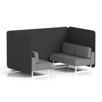 Brixworth 4 Seater Bench Booth With White Legs In Synergy Fabric - Mix Panels And Partner Sofa