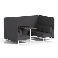 Brixworth 4 Seater Bench Booth With White Legs And Black Table With White Leg In X2 Fabric - Arithmetic Panels And Sofa