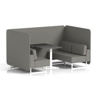 Brixworth 4 Seater Bench Booth With White Legs And Black Table With White Leg In X2 Fabric - Number Panels And Sofa