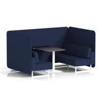Brixworth 4 Seater Bench Booth With White Legs And Black Table With White Leg In Synergy Fabric - Alike Panels And Sofa