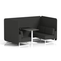 Brixworth 4 Seater Bench Booth With White Legs And Black Table With White Leg In Synergy Fabric - Mix Panels And Sofa