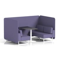 Brixworth 4 Seater Bench Booth With White Legs And Black Table With White Leg In Synergy Fabric - Order Panels And Sofa