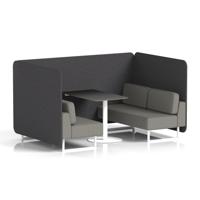 Brixworth 4 Seater Bench Booth With White Legs And Black Table With White Leg In X2 Fabric - Arithmetic Panels And Number Sofa