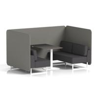 Brixworth 4 Seater Bench Booth With White Legs And Black Table With White Leg In X2 Fabric - Number Panels And Arithmetic Sofa
