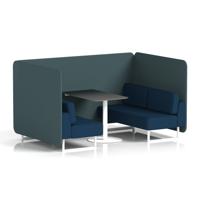 Brixworth 4 Seater Bench Booth With White Legs And Black Table With White Leg In X2 Fabric - Polygon Panels And Calculus Sofa