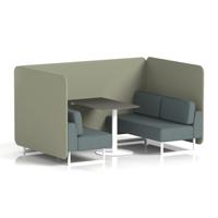 Brixworth 4 Seater Bench Booth With White Legs And Black Table With White Leg In Main Line Flax Fabric - Newbury Panels And Westminster Sofa
