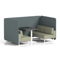 Brixworth 4 Seater Bench Booth With White Legs And Black Table With White Leg In Main Line Flax Fabric - Westminster Panels And Newbury Sofa