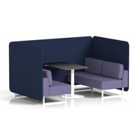 Brixworth 4 Seater Bench Booth With White Legs And Black Table With White Leg In Synergy Fabric - Alike Panels And Order Sofa