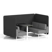 Brixworth 4 Seater Bench Booth With White Legs And Black Table With White Leg In Synergy Fabric - Mix Panels And Partner Sofa