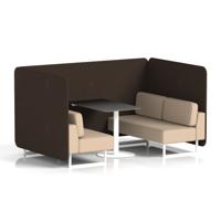 Brixworth 4 Seater Bench Booth With White Legs And Black Table With White Leg In Synergy Fabric - Wed Panels And Affix Sofa