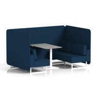 Brixworth 4 Seater Bench Booth With White Legs And Grey Table With White Leg In X2 Fabric - Calculus Panels And Sofa