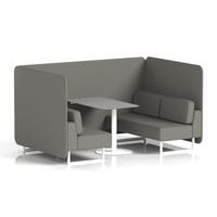 Brixworth 4 Seater Bench Booth With White Legs And Grey Table With White Leg In X2 Fabric - Number Panels And Sofa