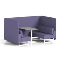 Brixworth 4 Seater Bench Booth With White Legs And Grey Table With White Leg In Synergy Fabric - Order Panels And Sofa