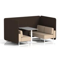 Brixworth 4 Seater Bench Booth With White Legs And Grey Table With White Leg In Synergy Fabric - Wed Panels And Affix Sofa