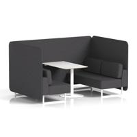 Brixworth 4 Seater Bench Booth With White Legs And White Table With White Leg In X2 Fabric - Arithmetic Panels And Sofa