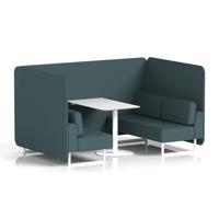 Brixworth 4 Seater Bench Booth With White Legs And White Table With White Leg In X2 Fabric - Polygon Panels And Sofa