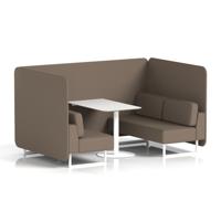 Brixworth 4 Seater Bench Booth With White Legs And White Table With White Leg In X2 Fabric - Theory Panels And Sofa