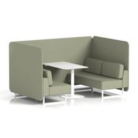 Brixworth 4 Seater Bench Booth With White Legs And White Table With White Leg In Main Line Flax Fabric - Newbury Panels And Sofa