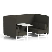 Brixworth 4 Seater Bench Booth With White Legs And White Table With White Leg In Main Line Flax Fabric - Temple Panels And Sofa