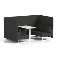 Brixworth 4 Seater Bench Booth With White Legs And White Table With White Leg In Synergy Fabric - Mix Panels And Sofa