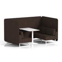 Brixworth 4 Seater Bench Booth With White Legs And White Table With White Leg In Synergy Fabric - Wed Panels And Sofa