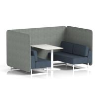 Brixworth 4 Seater Bench Booth With White Legs And White Table With White Leg In Rivet Fabric - Prime Panels And Crucible Sofa