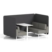 Brixworth 4 Seater Bench Booth With White Legs And White Table With White Leg In X2 Fabric - Arithmetic Panels And Number Sofa
