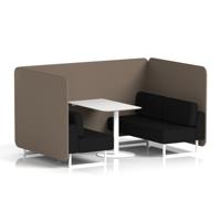 Brixworth 4 Seater Bench Booth With White Legs And White Table With White Leg In X2 Fabric - Theory Panels And Diameter Sofa