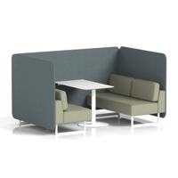 Brixworth 4 Seater Bench Booth With White Legs And White Table With White Leg In Main Line Flax Fabric - Westminster Panels And Newbury Sofa