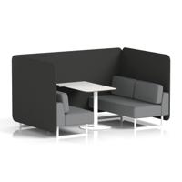 Brixworth 4 Seater Bench Booth With White Legs And White Table With White Leg In Synergy Fabric - Mix Panels And Partner Sofa