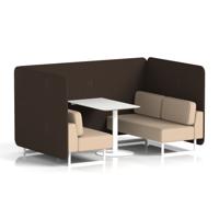 Brixworth 4 Seater Bench Booth With White Legs And White Table With White Leg In Synergy Fabric - Wed Panels And Affix Sofa