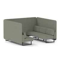 Brixworth 6 Seater Bench Booth With Black Legs In Rivet Fabric - Vitreous Panels And Sofa