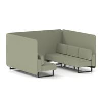 Brixworth 6 Seater Bench Booth With Black Legs In Main Line Flax Fabric - Newbury Panels And Sofa